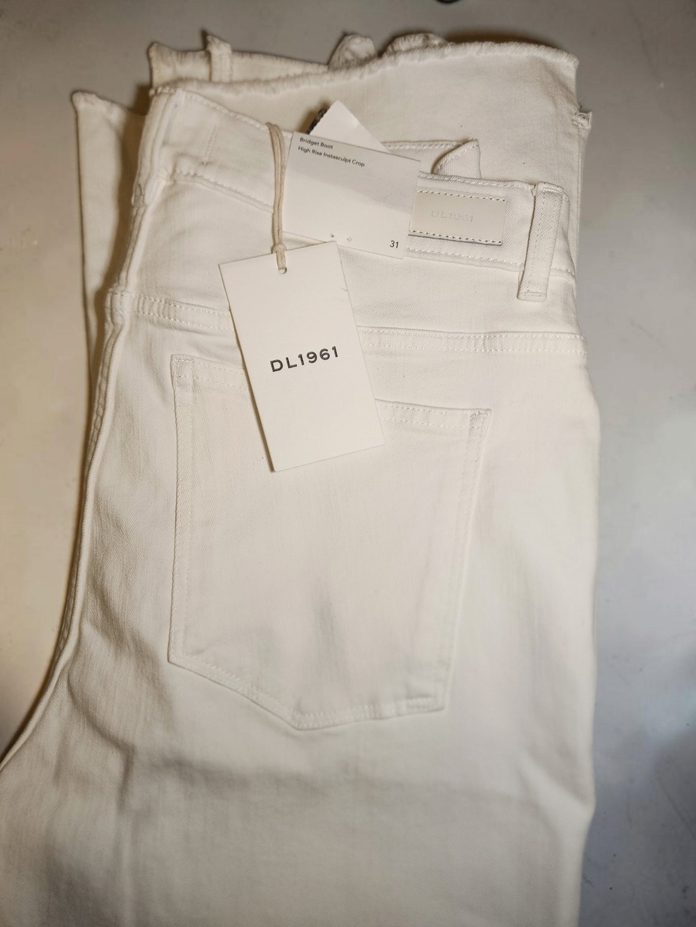 DL1961 Bridget Boot High Rise Crop Jeans White 31